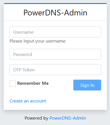 PowerDNS-Admin login screen